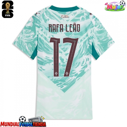 Camiseta Portugal Rafael Leao #17 Segunda Equipación Replica Mundial 2026 para mujer mangas cortas